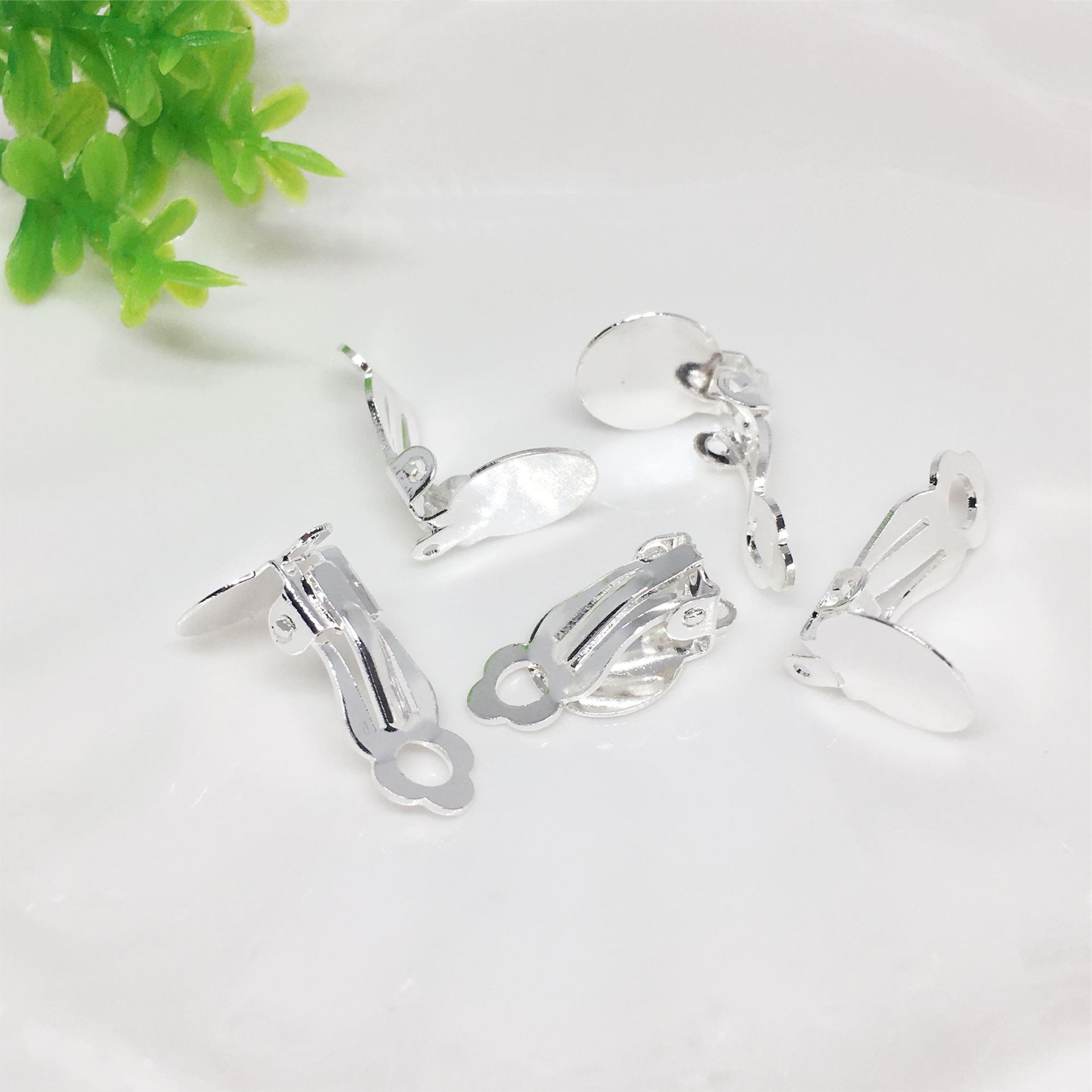 diy耳饰无耳洞夹扣配件铜10mm青蛙耳夹带吊粘饰品耳环改耳夹神器