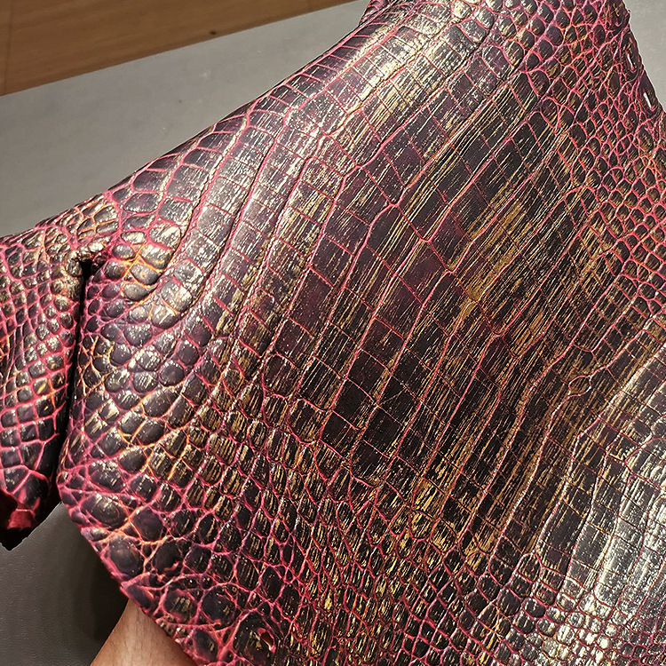 aresgator国产暹罗鳄鱼皮 纯水染刷金效果鳄鱼皮哑光颜色接受订制