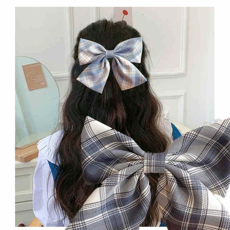 brandy少女jk制服面料蝴蝶结发夹弹簧夹韩国可爱发饰格子发饰女