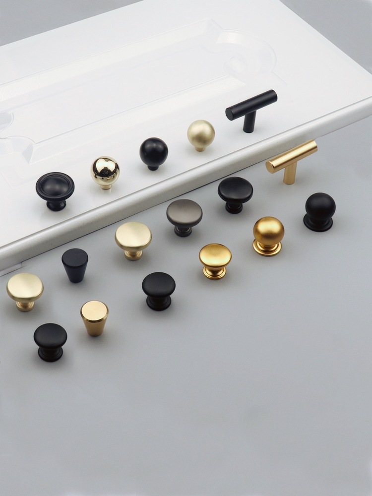 现代简约衣柜门把手金色柜门轻奢极简黑色北欧单孔衣橱抽屉拉手