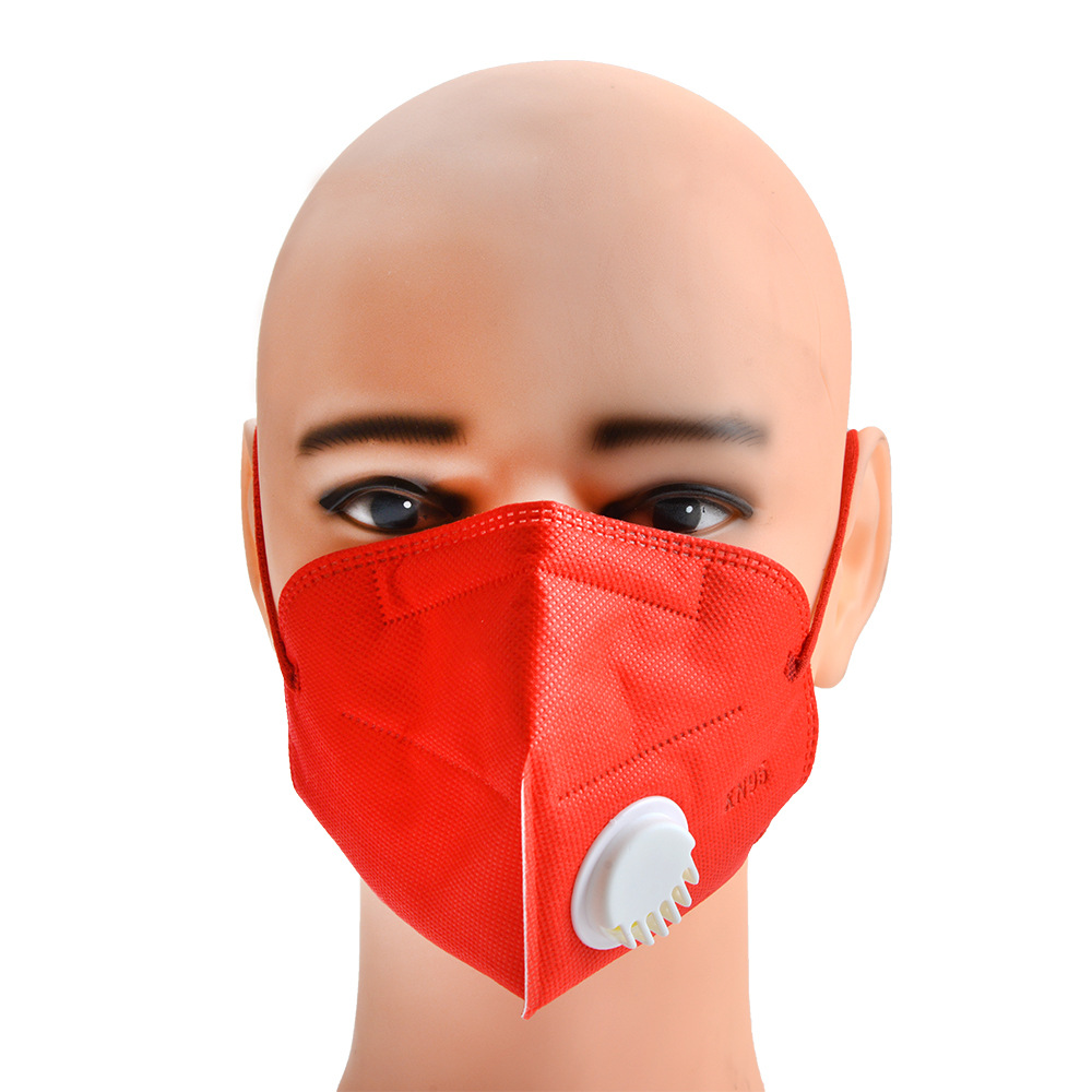 kn95红色一次性呼吸阀防护口罩面罩现货批发防粉尘防雾霾kn95口罩