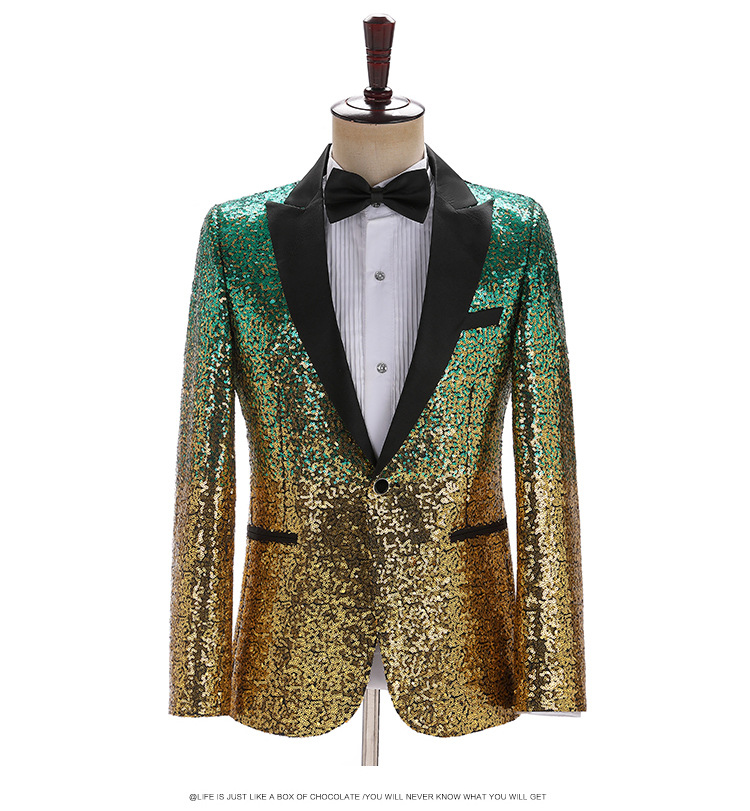 新品男士渐变亮片舞台走秀演出礼服彩色西装上衣夜店主播西服外套