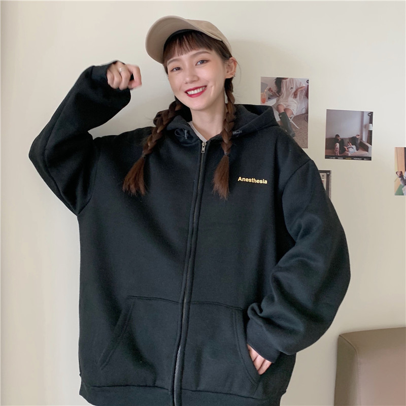 vetiver卫衣女春秋薄款宽松韩版百搭学院风长袖开衫上衣外套潮ins