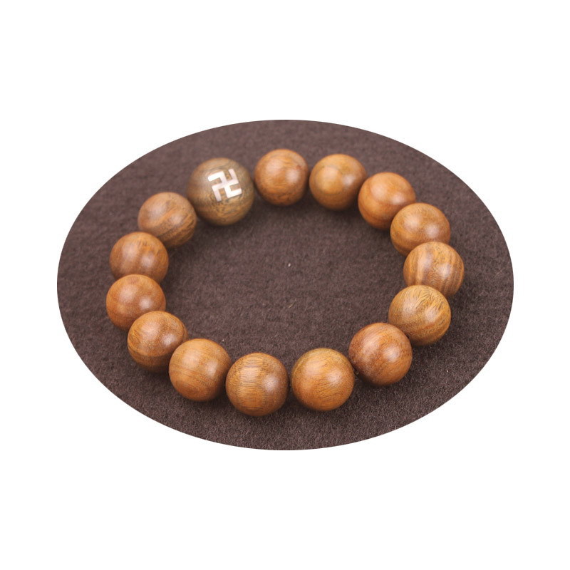 绿檀木镶银万字符手串创意复古镶嵌佛手香味男女佛珠手链厂家批发