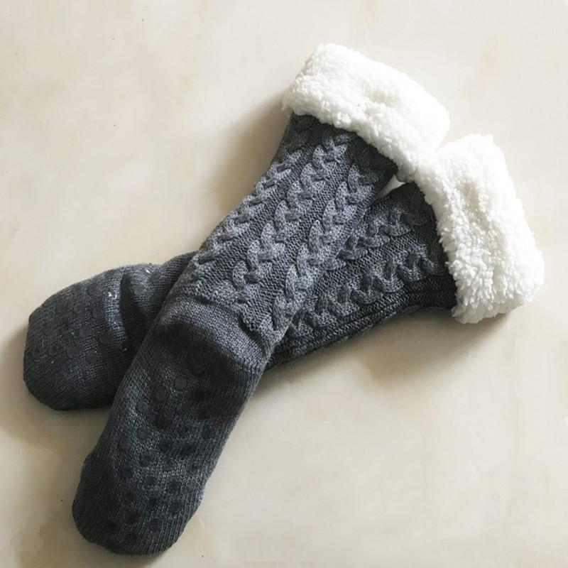 懒人保暖袜 成人袜腈纶材质袜 批发纯色加厚冬季袜子