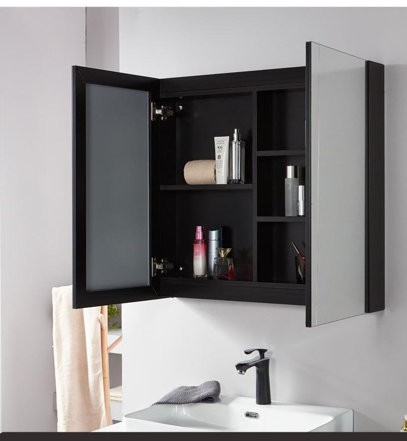 带灯太空铝浴室镜柜铝合金镜箱卫生间置物柜卫浴柜镜子组合镜吊柜