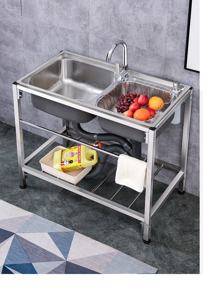 厨房不锈钢支架盆水槽双槽带支架定做洗菜洗脸洗碗洗手洗衣盆架子