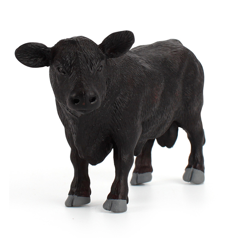 跨境动物世界黑安格斯公牛模型仿真耗牛肉用牛牧场养殖趣味摆件