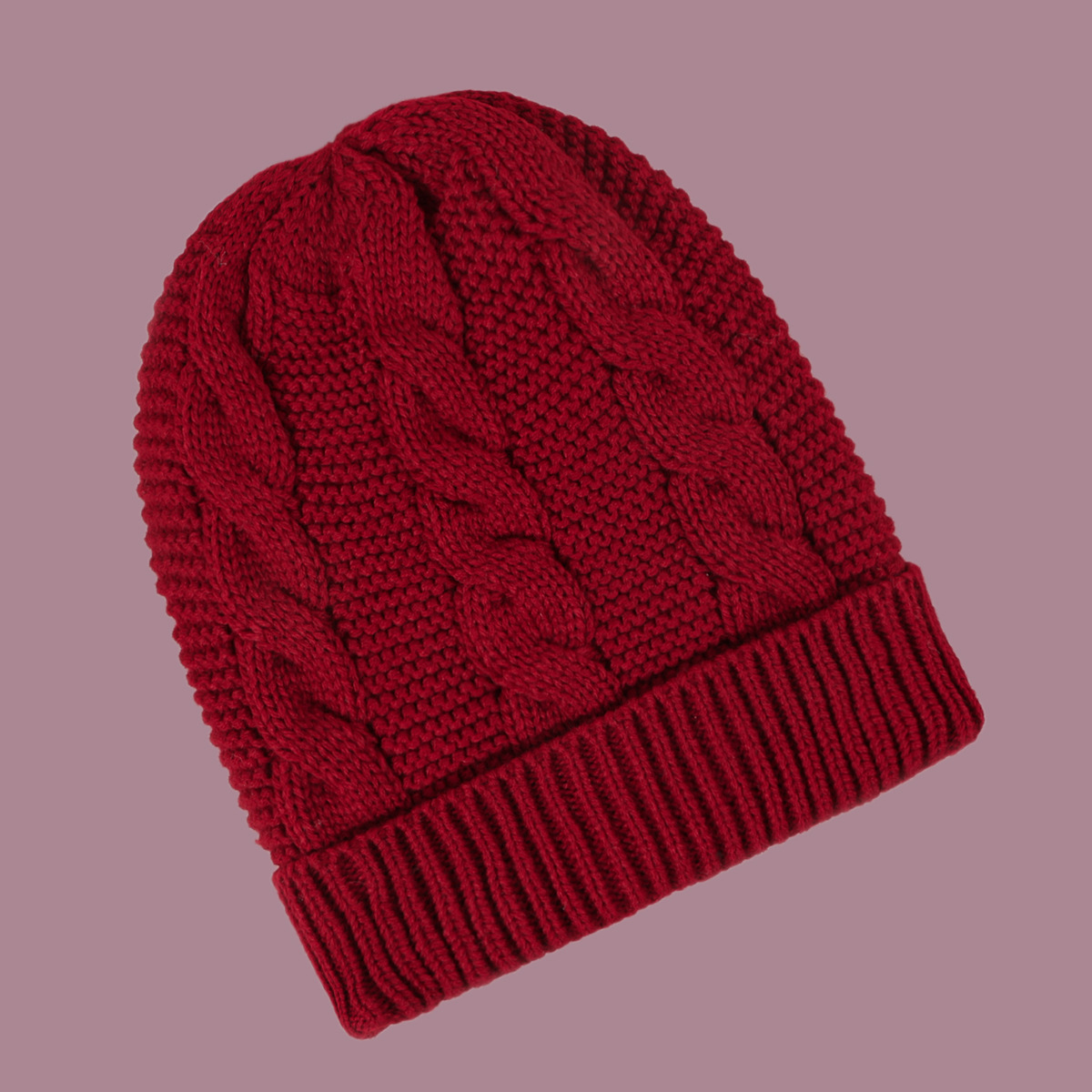 红色帽子韩版百搭保暖帽子日系时尚麻花毛线帽女纯色针织帽男秋冬