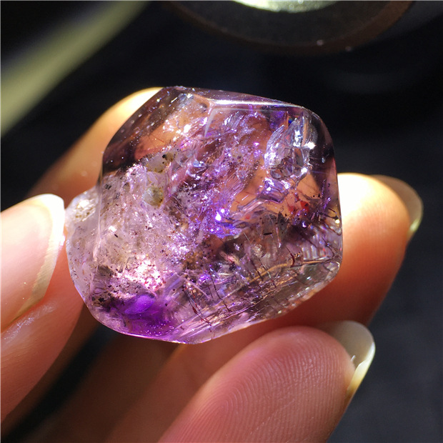 天然幻影紫水晶超七紫发晶水胆闪灵钻原石骸骨干权杖疗愈石增磁场