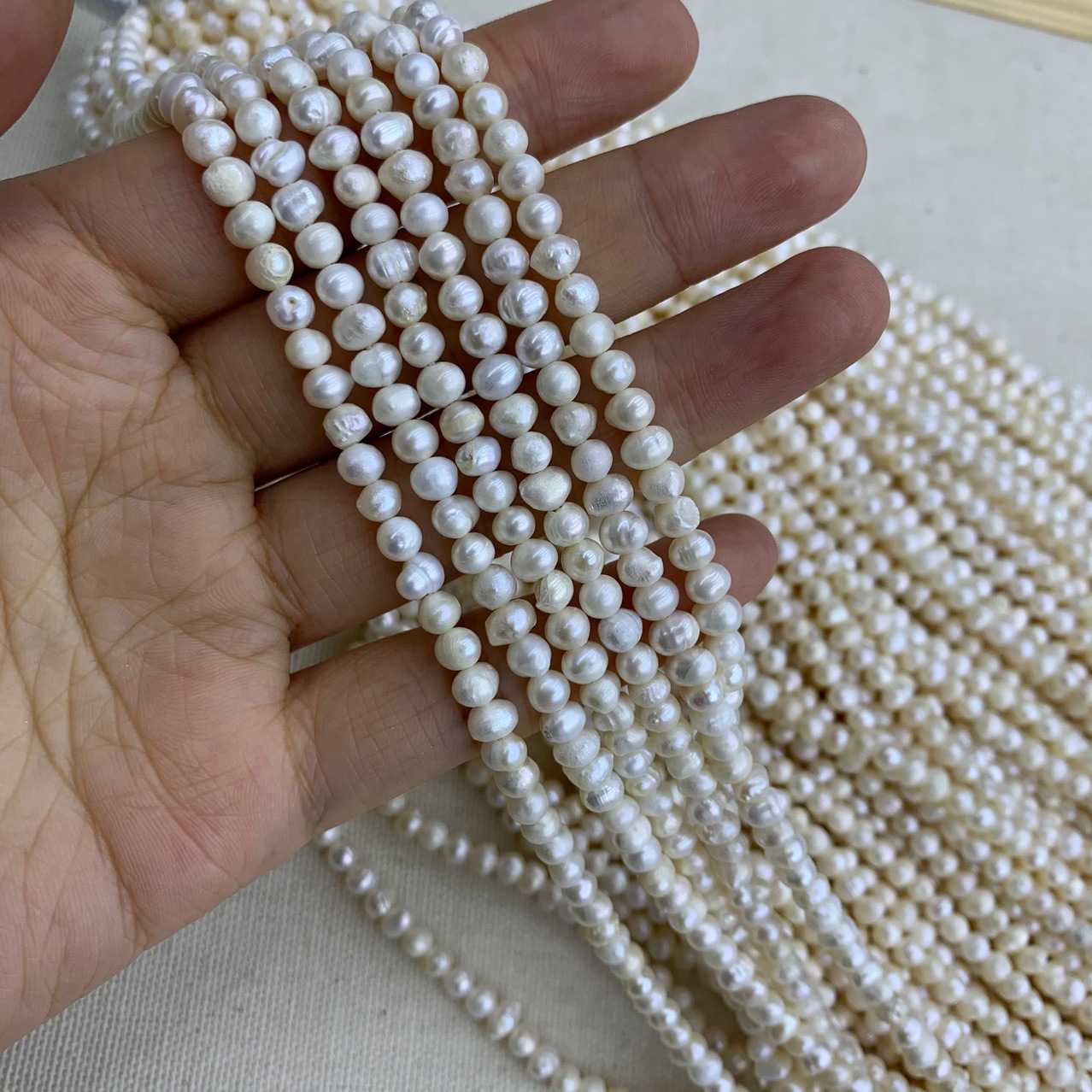 3-5mm天然淡水珍珠手工珍珠串厂家直销圣洁珠宝
