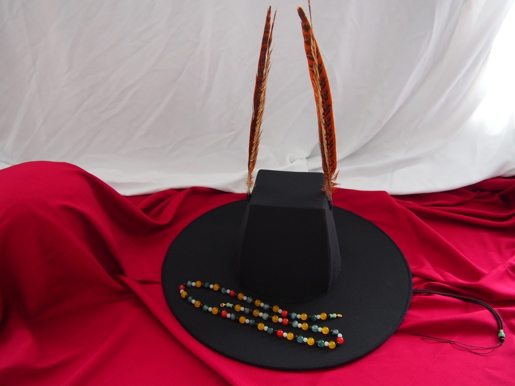 手工制作明代方顶大帽古风笠帽配交领袍飞鱼服