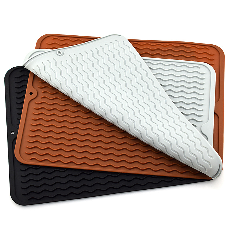 大号硅胶沥水垫30x40波浪垫沥干垫子滤隔水干燥垫厨房防滑餐桌垫