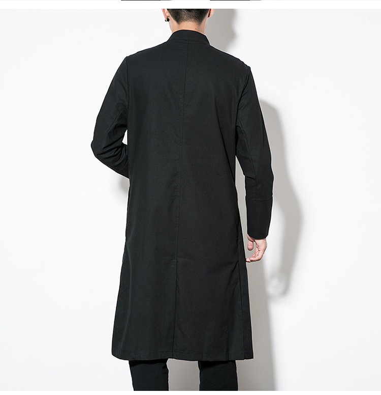 中国风复古男装中式长衫汉服男古风长袍外套亚麻长袖青年唐装古装