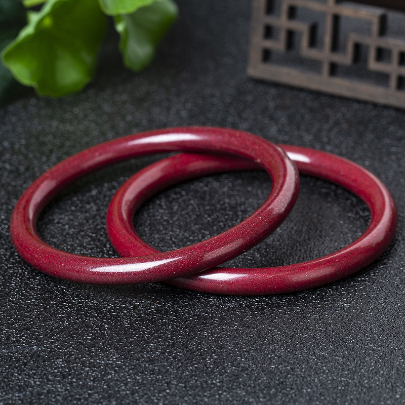 天然原矿石朱砂手镯96%以上高含量帝王紫金砂细条圆圈男女款手环