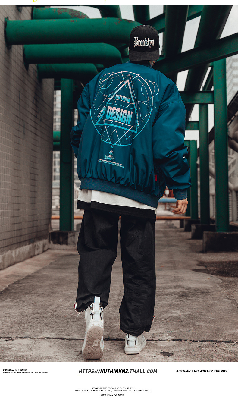 潮牌男装美式街头保暖夹克男潮欧美风宽松嘻哈bf风情侣男女外套冬