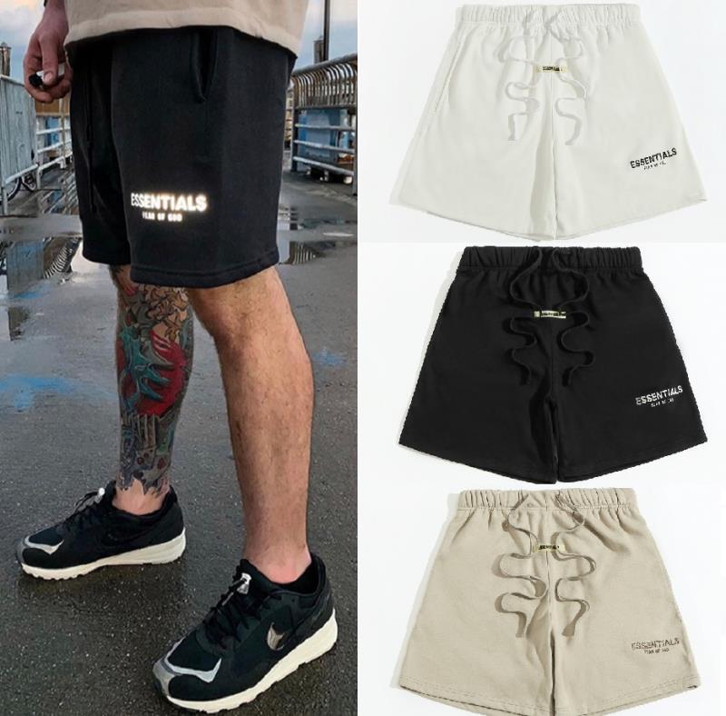 欧美高街essentials复线反光刺绣fear of god抽绳五分裤宽松短裤