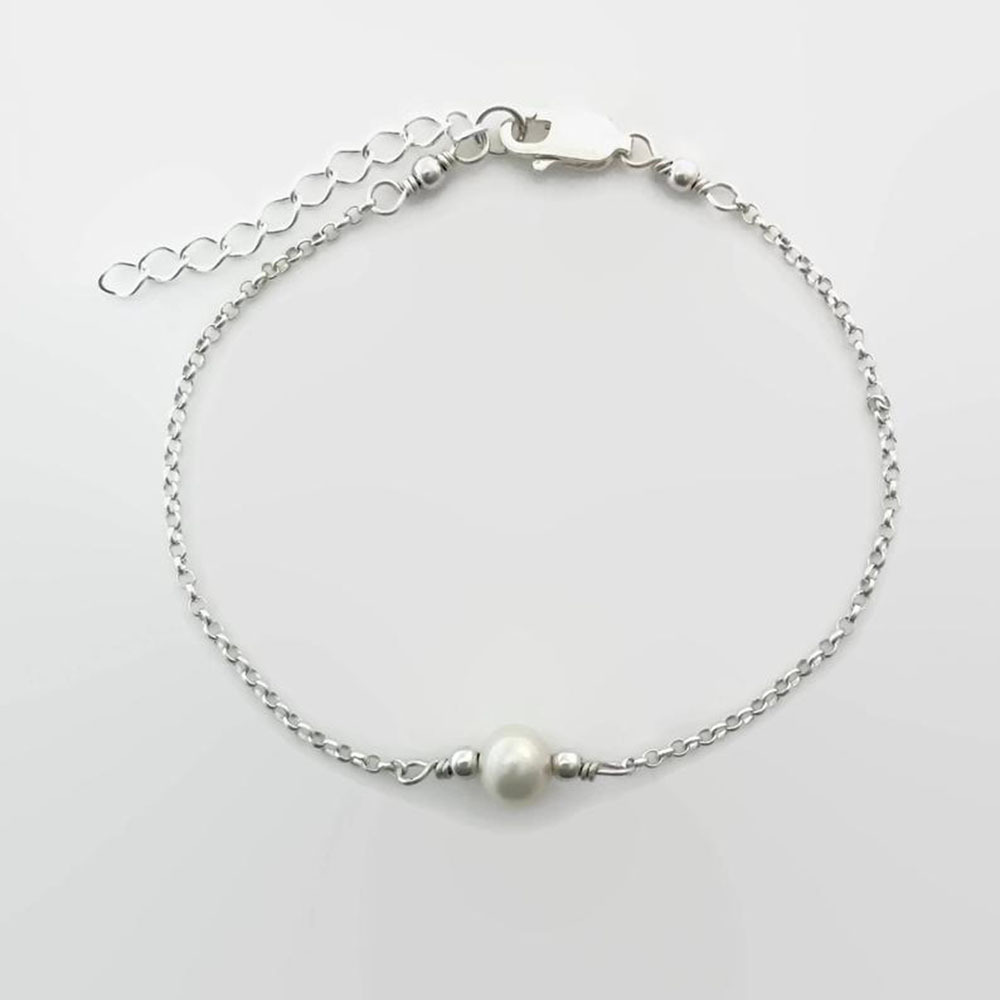 欧美跨境单颗淡水珍珠手链女法式感网红复古手镯亚马逊热销产品