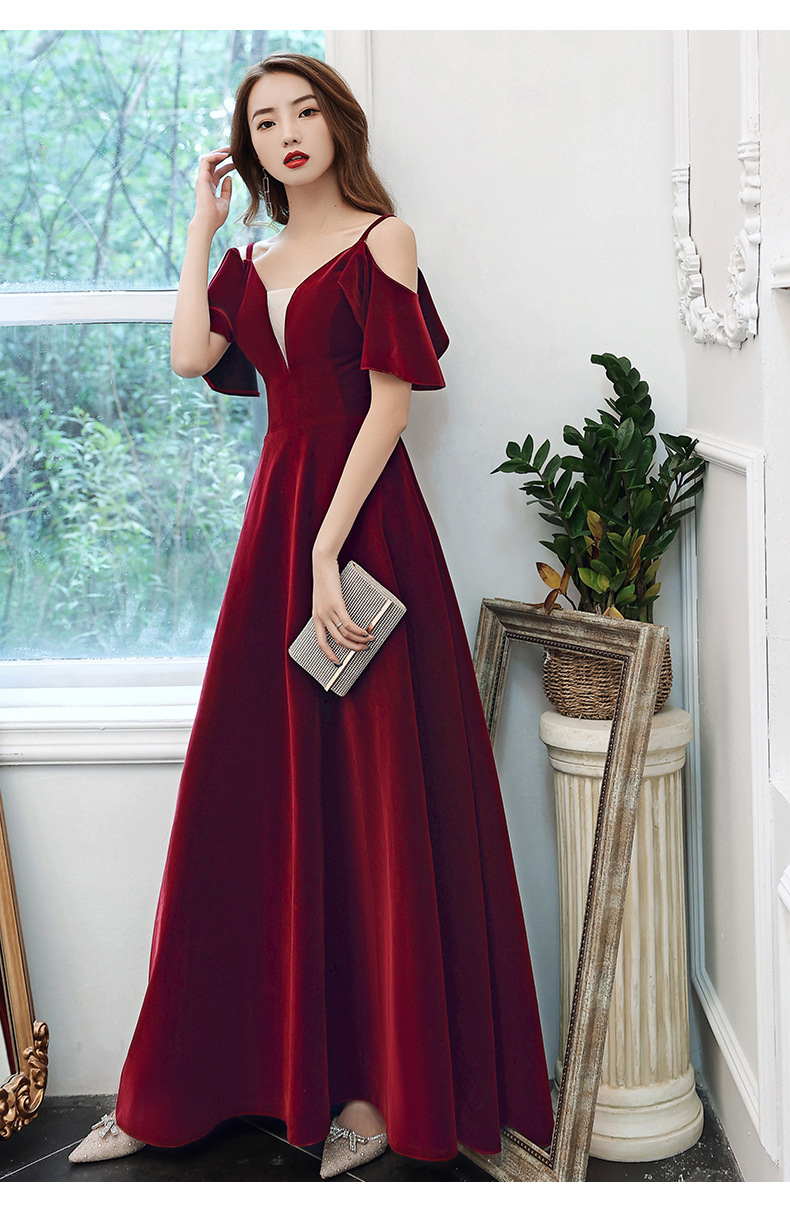 敬酒服新娘春夏季平时可穿酒红色结婚回门衣服气质晚礼服连衣裙女