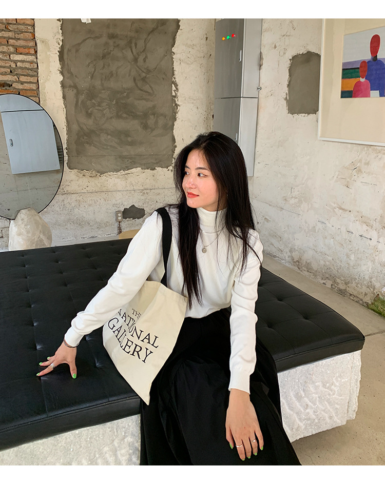 2020百搭叠穿秋冬新款修身打底衫女百搭长袖显瘦白色t恤高领毛衣