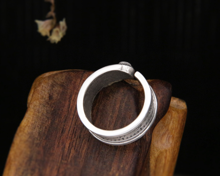 纯银52赫兹戒指女工业风欧美时尚个性创意设计复古s925刻度指环男