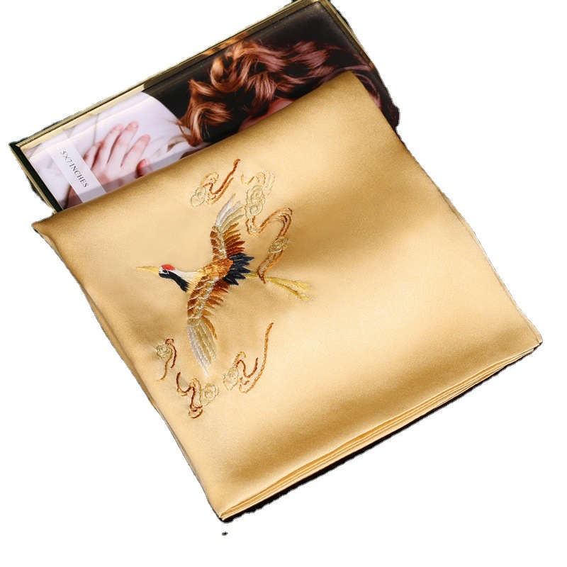 真丝手帕男士手工刺绣花手绢苏绣女真丝手巾古风风丝绸礼品