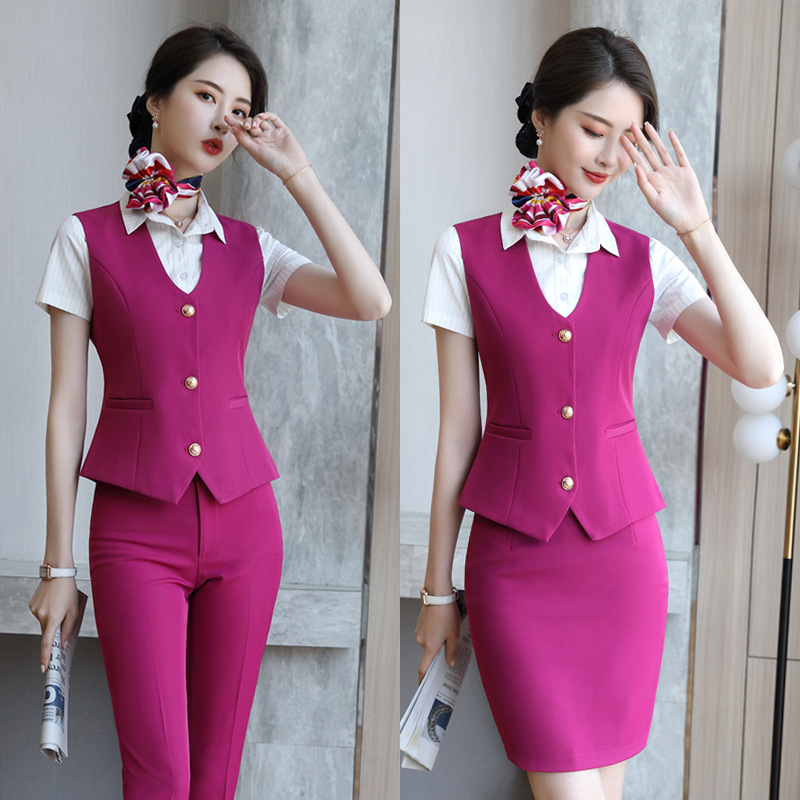 川航空姐制服2020春夏新款乘务员职业马甲套装女面试装售楼工作服