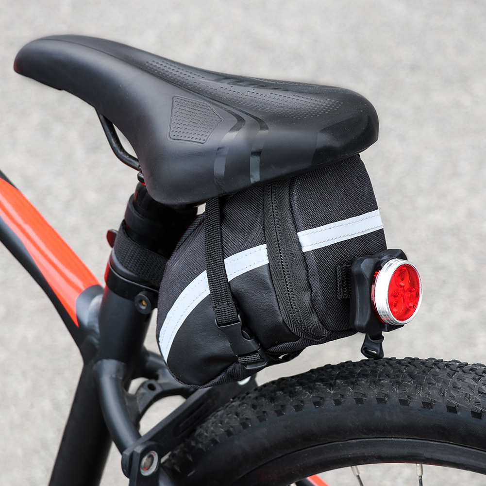 jingjingold自行车鞍座包带红色led尾灯后座自行车包pu自行车尾包
