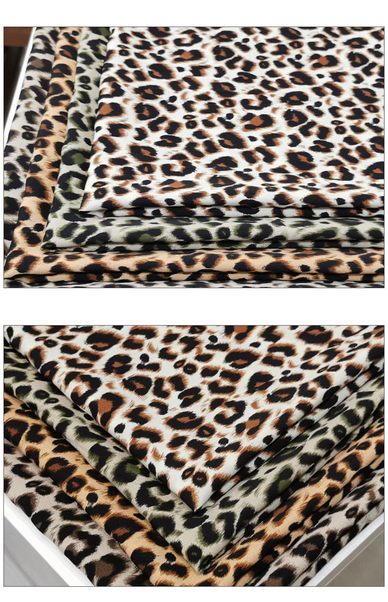 春夏新韩国印花豹纹面料涤纶平纹印花面料吊带连衣裙碎花丝巾布料