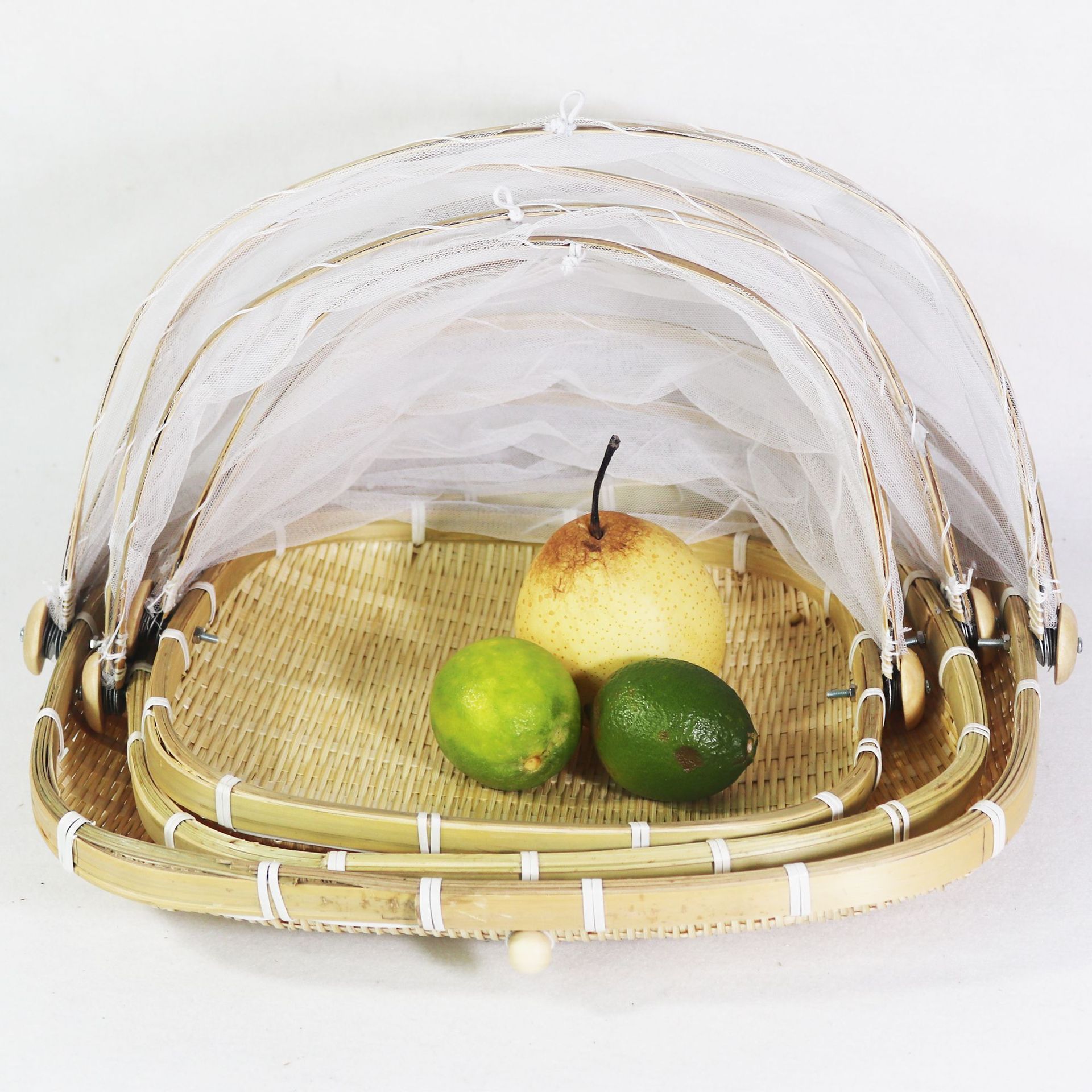 防蚊罩子盖菜饭菜防护餐桌罩盖子防尘盖竹子圆形通用饭桌客厅编织