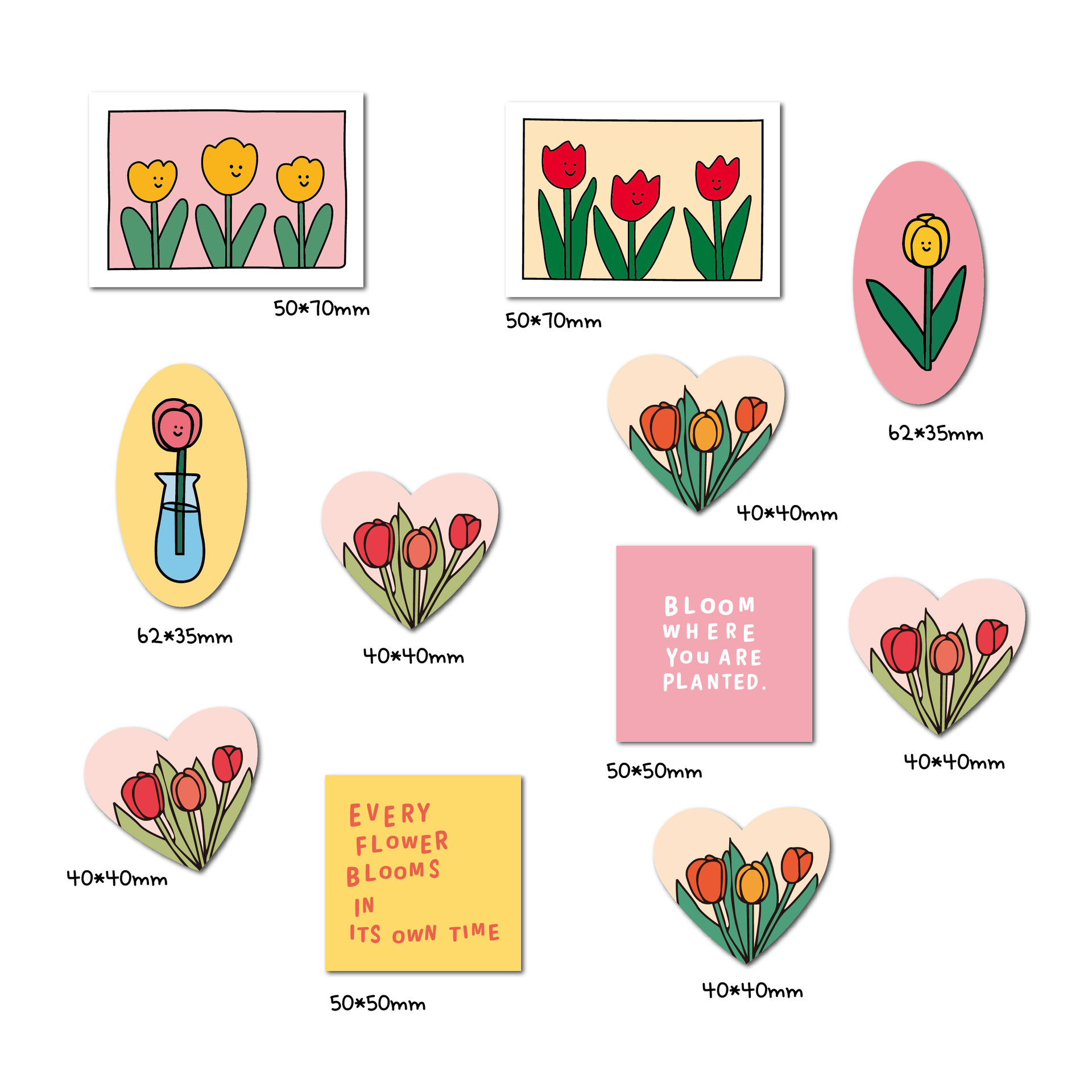 韩国ins郁金香系列贴纸定制包防水素材装饰可爱少女心手账贴纸