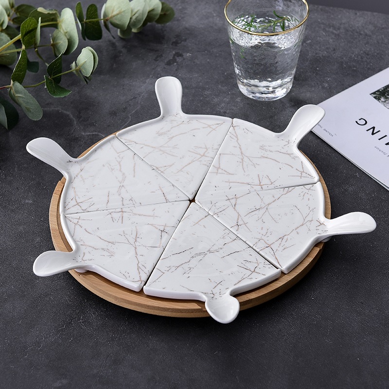 Creative Afternoon Tea Dim Sum Plate Compartment Tray Dessert Saucer Nordic 10-Inch Ceramic Tasting Cake Plate Pizza Plate