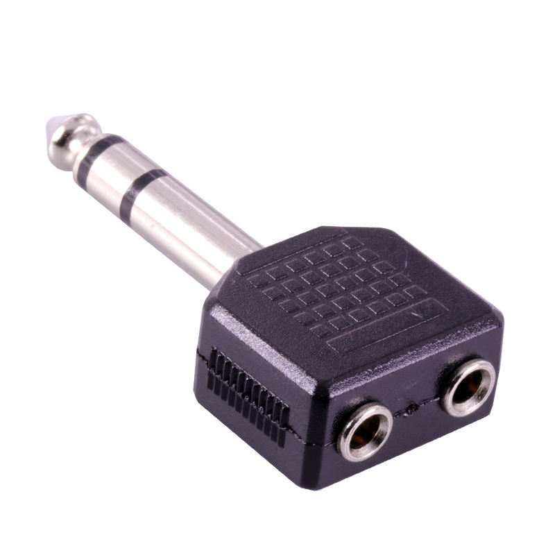 麦克风转换头话筒转接头6.35mm公头转2个3.5mm 母头大转小转接头