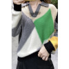 Lapel Goat Fleece 4 thickening Socket Color matching Color Knitted sweater Women's wear On behalf of Lapel Goat Fleece 4 thickening Socket Color matching Color Knitted sweater Women's wear On behalf of