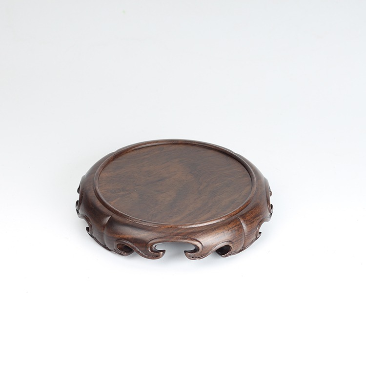红木黑枝木圆形底座实木盆景摆件原木底座奇石玉器紫砂茶壶底座