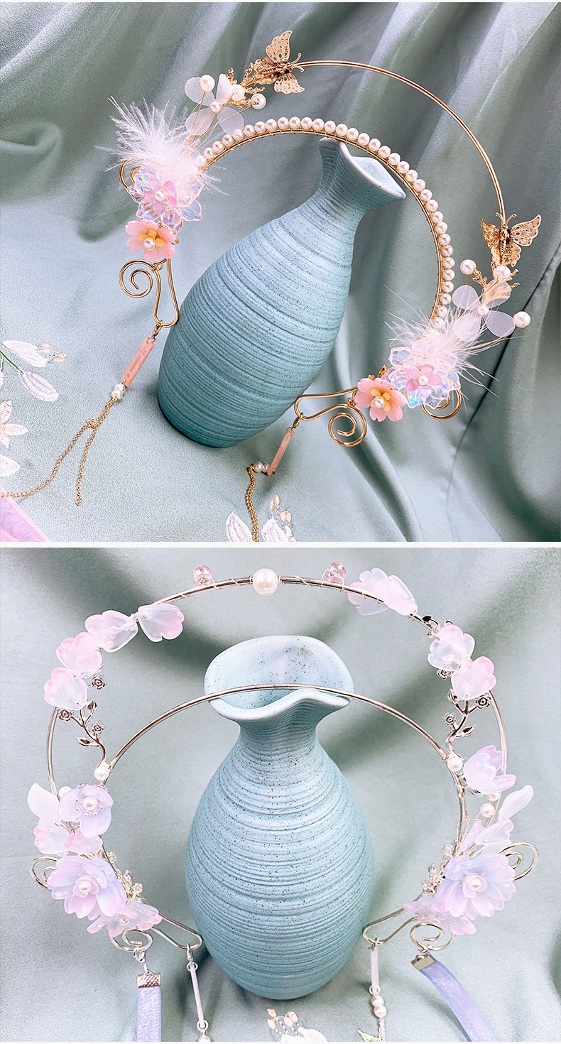 古风懒人发箍diy材料包汉服发饰发型流苏造型头冠全套头箍g97