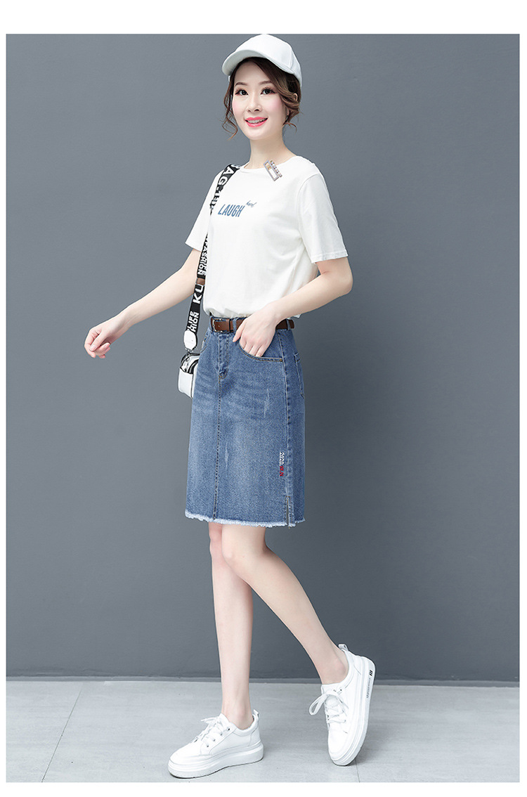 品牌牛仔裙半身裙女2020新款夏季高腰一步裙韩版毛边包臀牛仔裙子
