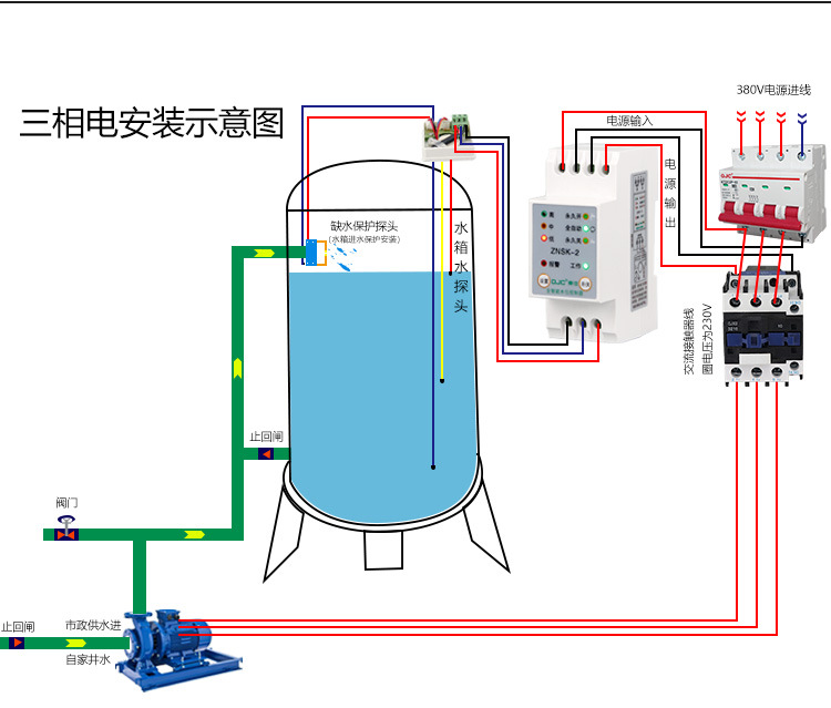 秦佳智能全自动水位控制器水塔开关水井水池水塔水位自动控制器