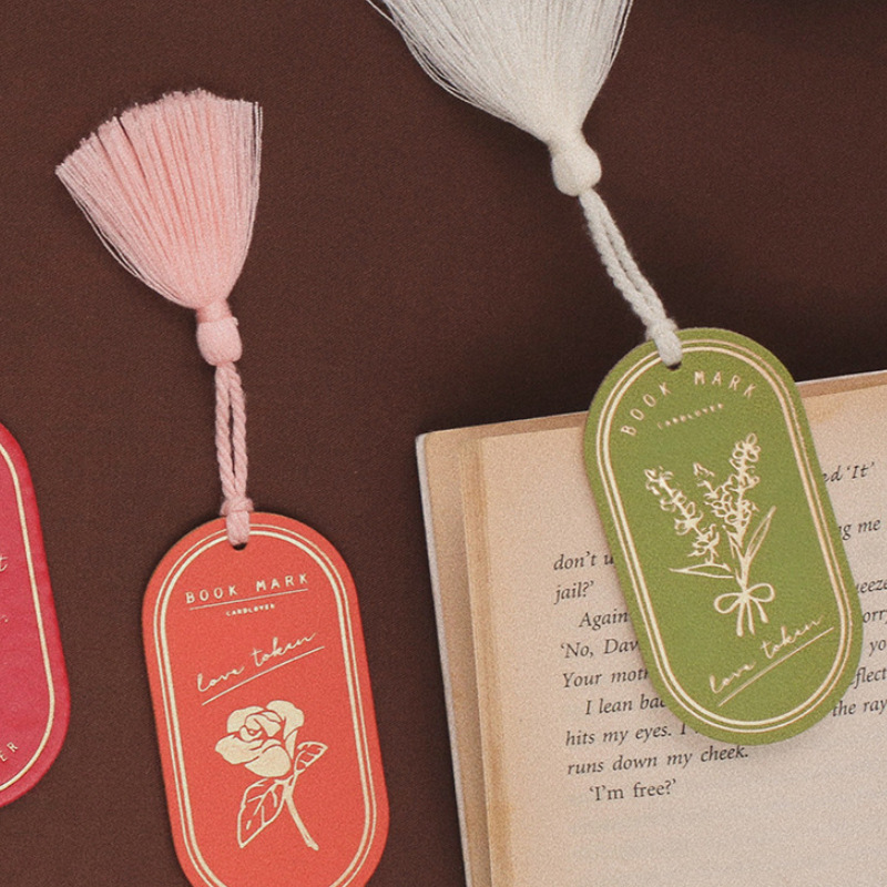 现货pu皮质椭圆型书签 书籍查阅分页夹 双面烫金皮革书签