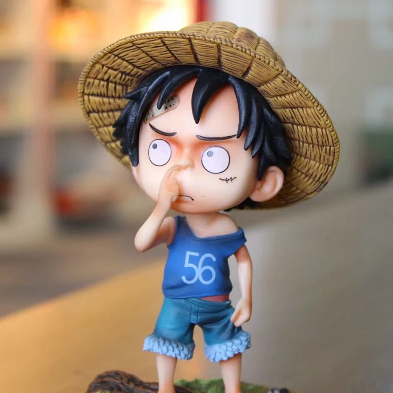 新款 海贼王 海贼王 q版童年 抠鼻沙雕路飞 手办模型