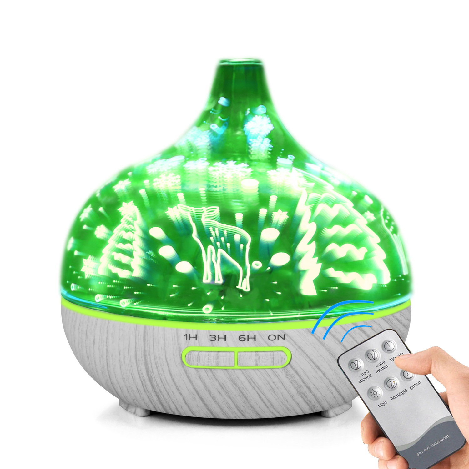 Creative New Ultrasonic Atomization 3D Glass Aroma Diffuser Gift Colorful Fireworks Starry Sky Humidifier