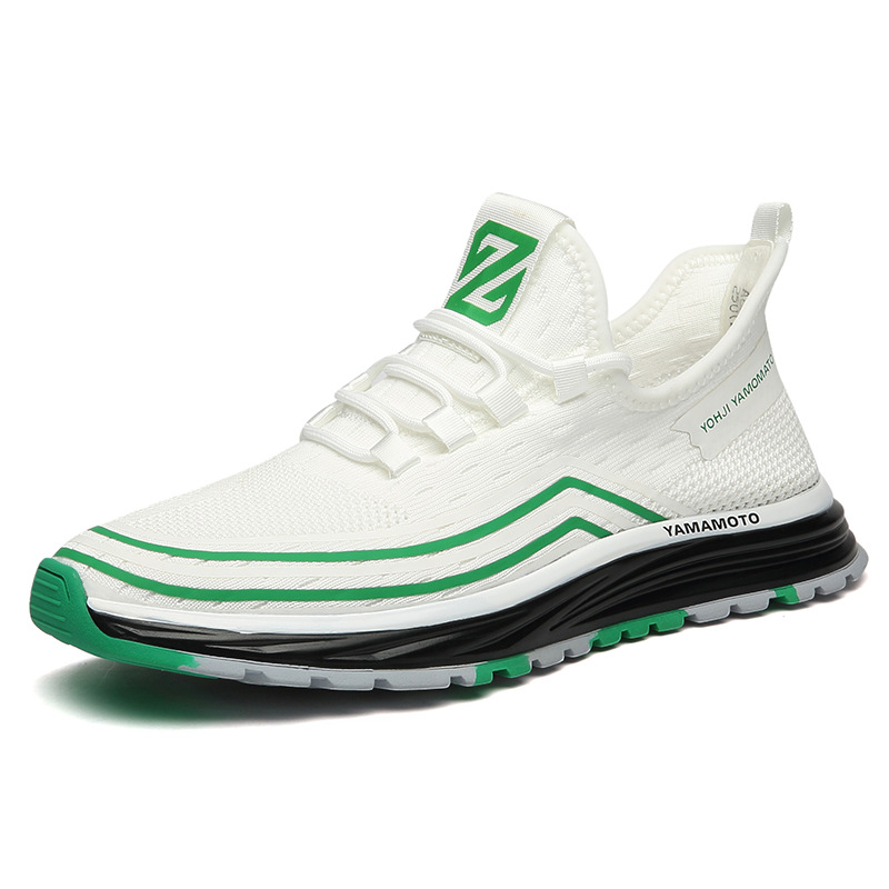 男鞋夏季透气飞织网面运动鞋子男士休闲韩版潮流防滑软底小白鞋男