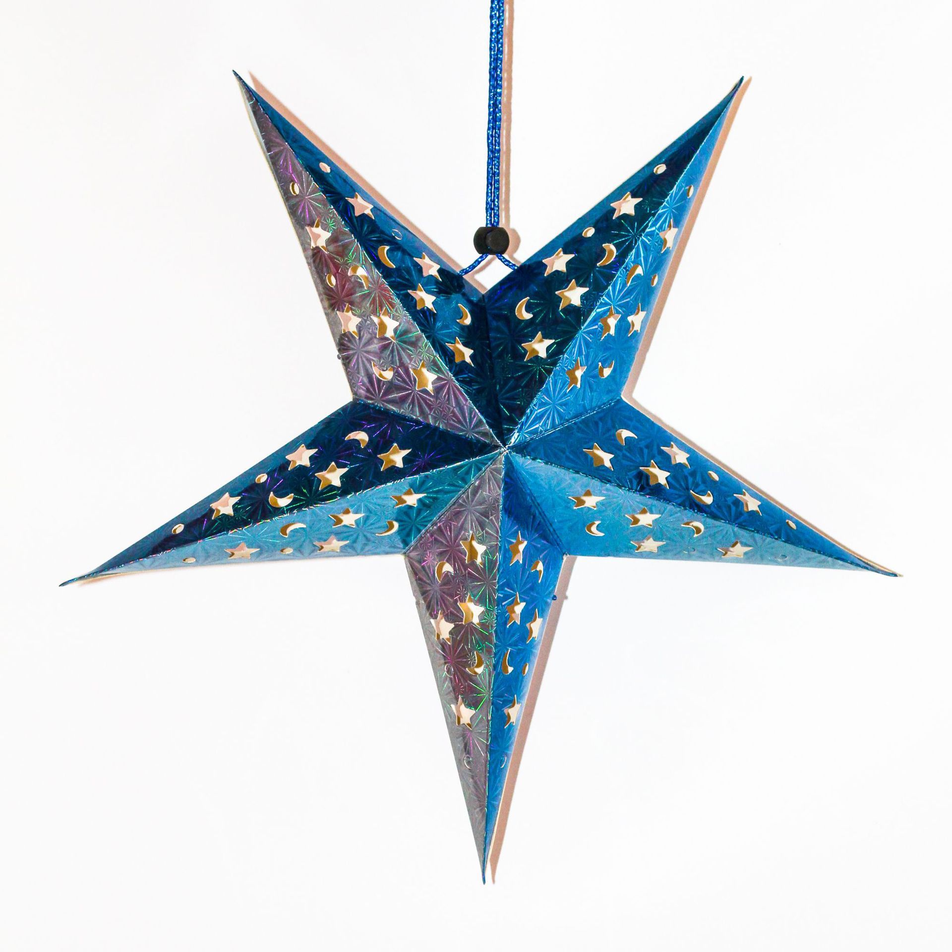 派对装饰用品镂空纸质镭射星星吊饰立体五角星挂件节庆装饰挂饰