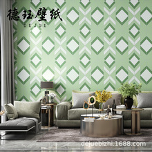 北欧风格几何方块格子墙纸现代简约无纺布烫金壁纸客厅卧室背景墙