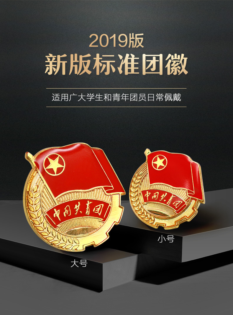 厂家批发新款共青团团徽 磁铁 蝴蝶扣 水晶滴胶 新版2.02.5大小