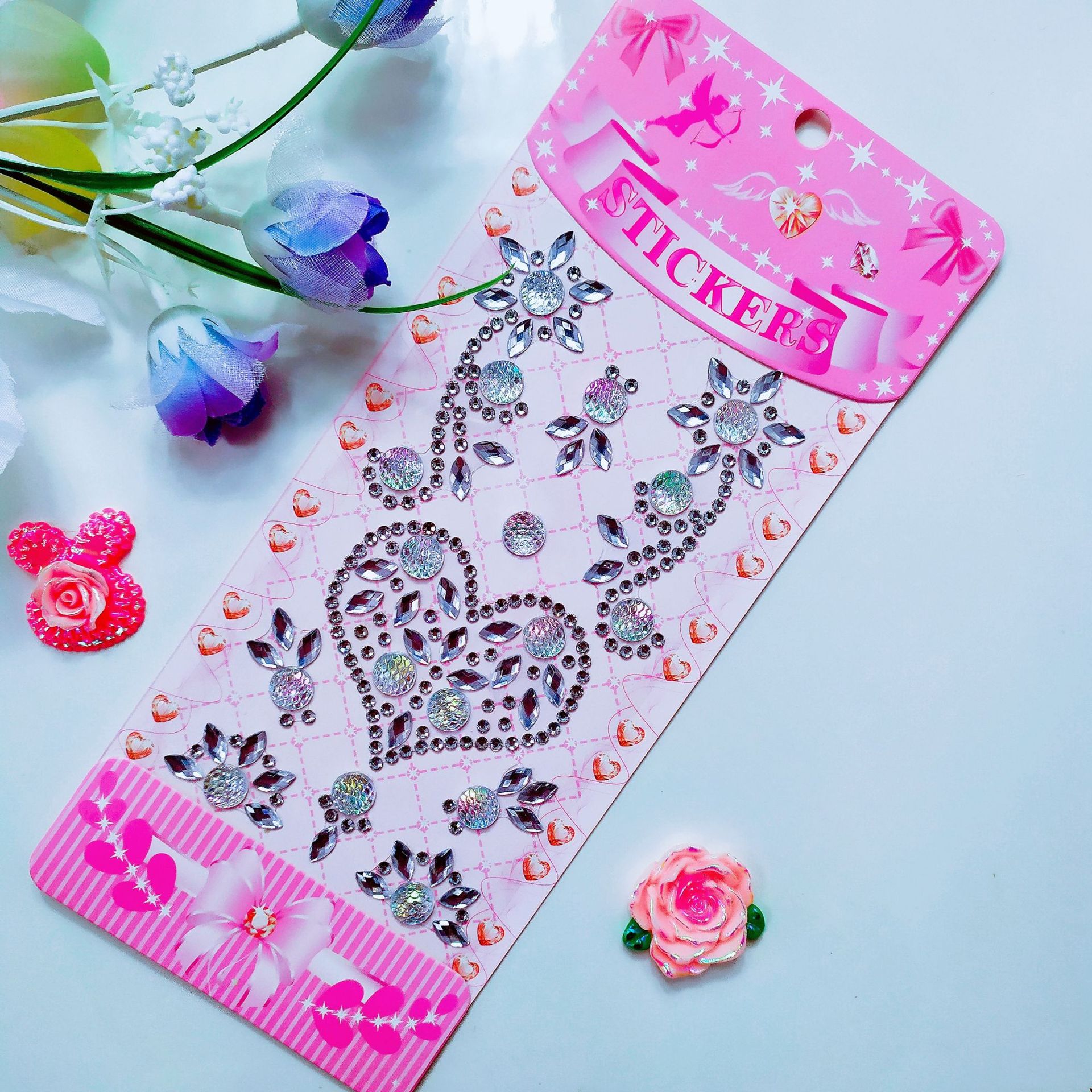 新款亚克力钻贴 爱心树脂钻 宝石珍珠钻 儿童奖励贴纸批发定制