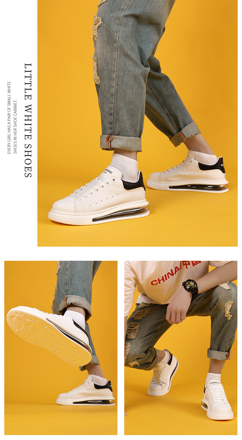小白鞋男2020夏季新款麦昆气垫厚底增高男鞋情侣休闲鞋女板鞋真皮
