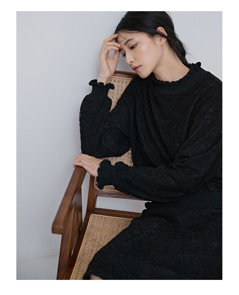 厂家直销 安素尚2020冬季新款 蕾丝针织面料时尚优雅裙套 88223