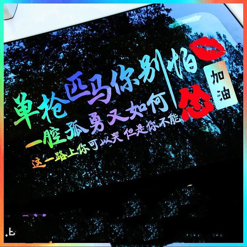 单枪匹马你别怕汽车贴纸个性创意文字车身贴网红搞笑抖音车贴定制