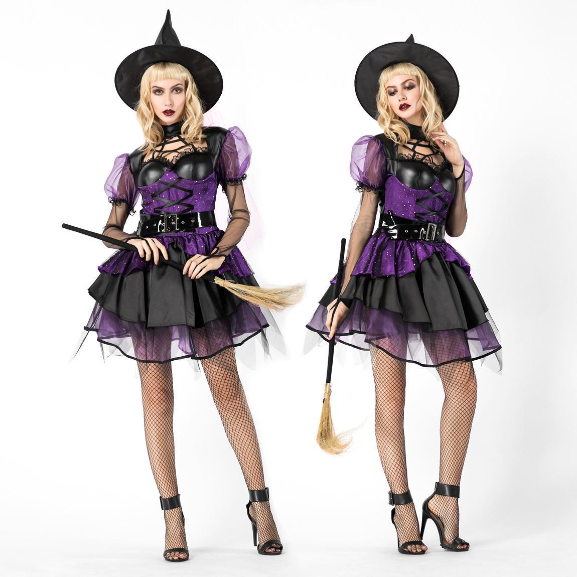 万圣节服装 歌特小魔女游戏女巫服 巫婆 成人 cosplay 女巫师制服